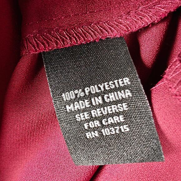 Zac & Rachel Maroon Long Sleeve Zip Front Blouse Top Size L NEW - Picture 6 of 8